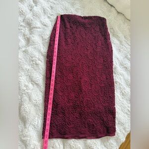 The Vintage Shop Burgundy Lace Pencil Skirt